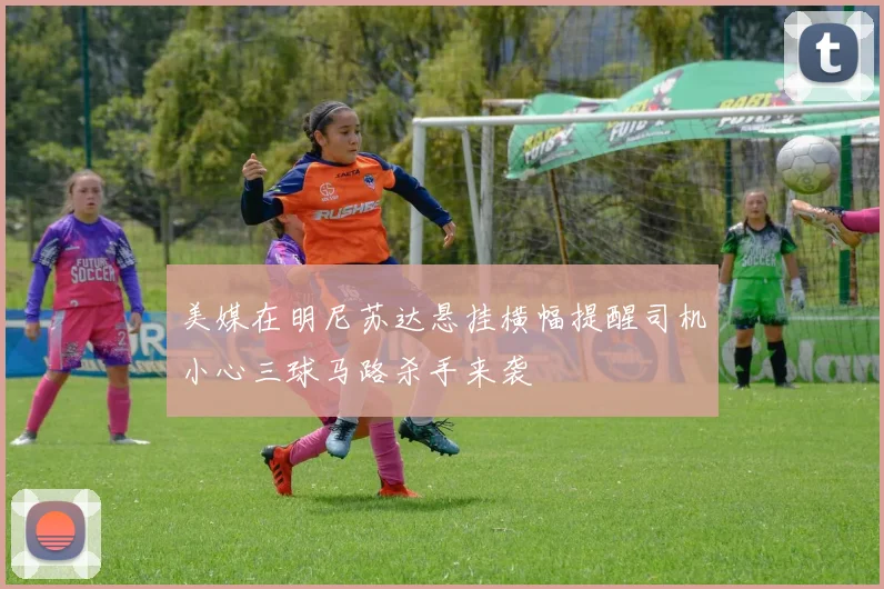 美媒在明尼苏达悬挂横幅提醒司机小心三球马路杀手来袭